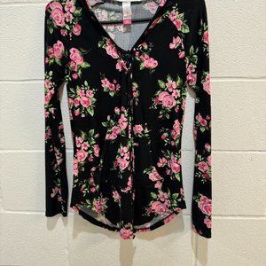 NOBO black Hoodie with Roses Size s